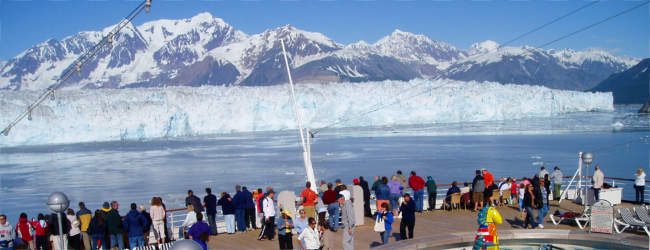 View of glaciers from ship