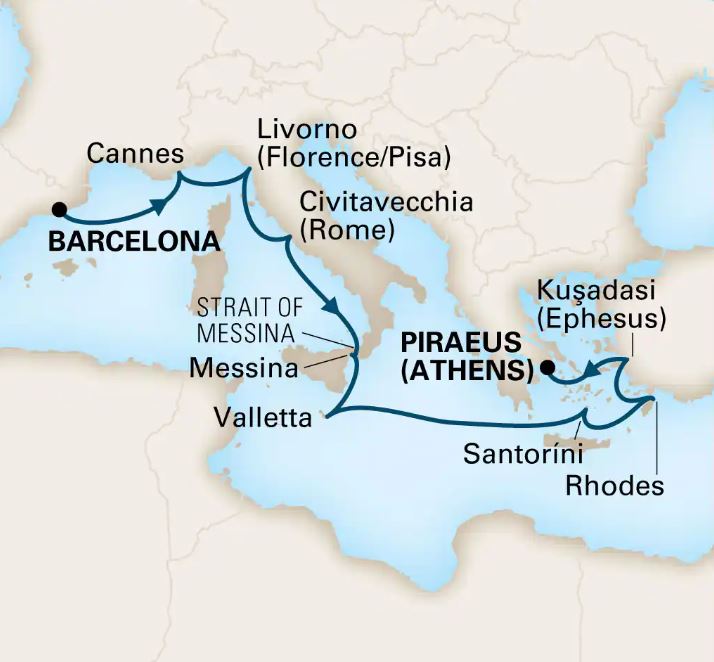 10 - day mediterranean odyssey cruise itinerary